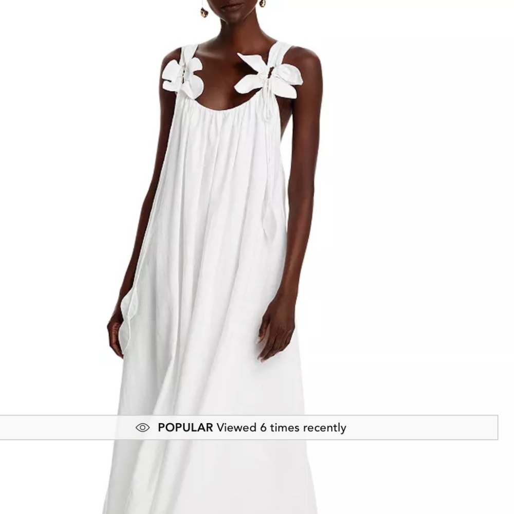 FARM Rio Linen-Blend Petal Shift Midi-Dress- Small